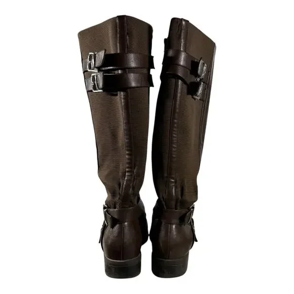 Torrid Women’s Brown Knee High Riding Boots Size 9.5 M Wide Calf Buckles - Picture 6 of 9